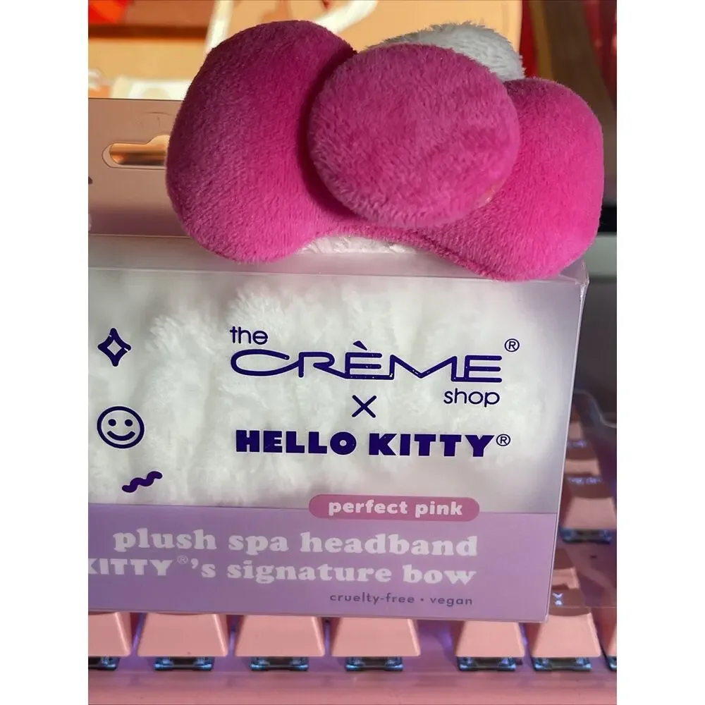 The Creme Shop x Hello Kitty Spa Headband Signature Perfect Pink Bow Plush